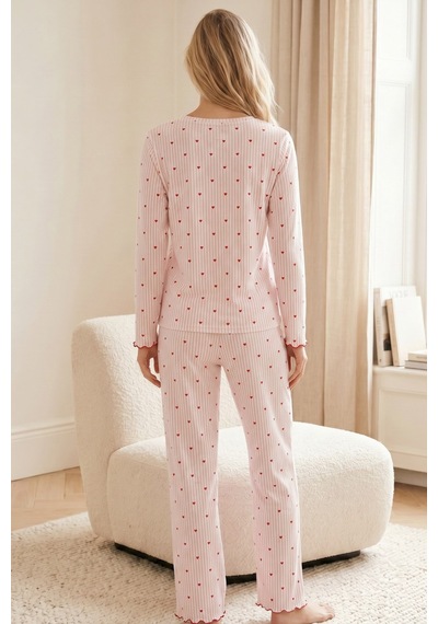 Siyah İnci Pamuklu Likralı Örme Pijama Takım 26240307 Çok Renkli