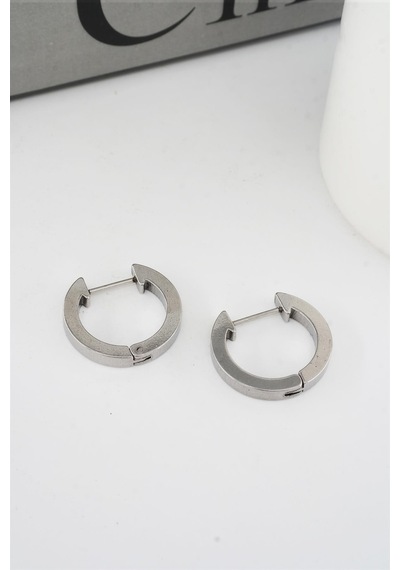 Kadın 316 L Paslanmaz Çelik 2 Cm Oval Model Küpe - Gümüş