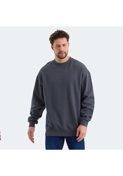 Slazenger VADIK Oversize Erkek  Koyu Gri Sweatshirt