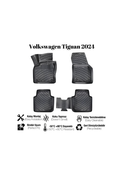 Volkswagen Tiguan 2024 İle Uyumlu Araca Özel 3d Havuzlu Paspas Takımı A+ Kalite 1 Adet