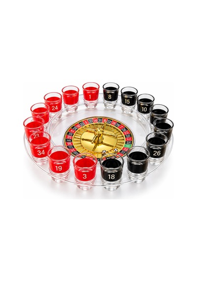 4 Adet Shot Bardaklı Rulet Oyunu 16'lı Şeffaf Tasarım, Parti Ve Ev Eğlenceleri İçin, Shot Glass Roulette Sarı