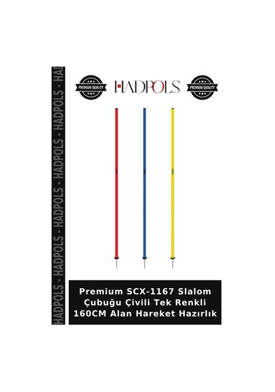Premium Scx-1167 Slalom Çubuğu Çivili Tek Renkli 160cm Alan Hareket Hazırlık Çok Renkli