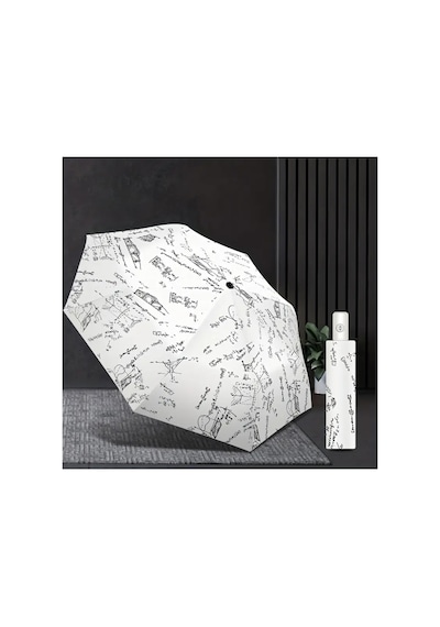Lilly Mathbrella Uv50+ Koruma İpek Kanvas Otomatik Şemsiye Beyaz Beyaz
