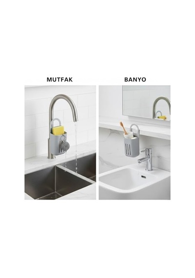 Askılı Lavabo Süngerliği Drenajlı, Delikli Tasarım, Mutfak & Banyo Düzenleyici 10 18 Cm Çok Renkli