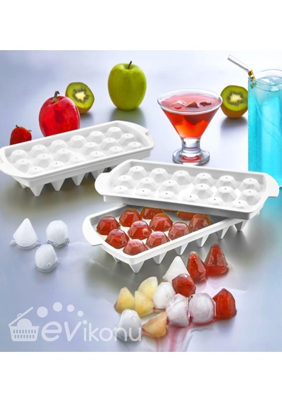 18 Bölmeli Elmas Şeklinde Buz Kalıbı Elmas Kristal Buz Kalıbı Kapaklı Buzluk Buz Yapma Kalıbı Çok Renkli