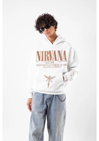 Nirvana Sırt Baskılı Unisex Oversize Beyaz Beyaz