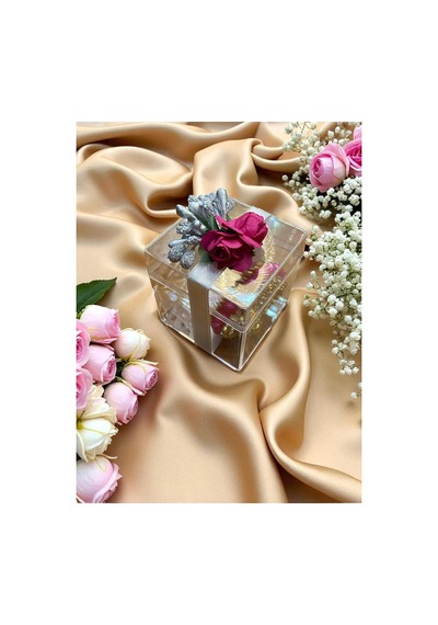 Kutulu Taşlı Zikirmatik Hediyelik Set Şeffaf Kutu İçinde Dijital Zikirmatik Mevlid Kandil Hediyesi Pembe Gri