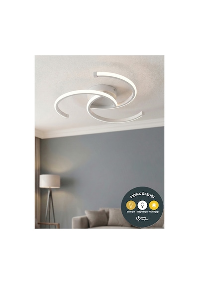 Cosmo Ceiling Tasarım Led Avize Beyaz- 3 Renk Modlu Yatak Odası Koridor Plafonyer Avize