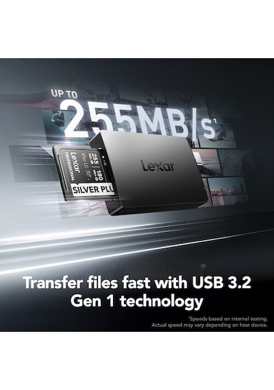 Lexar Usb 3.2 Gen1 255mb/sn Çift Yuvalı Microsd/sd Kart Okuyucu Lrw360u