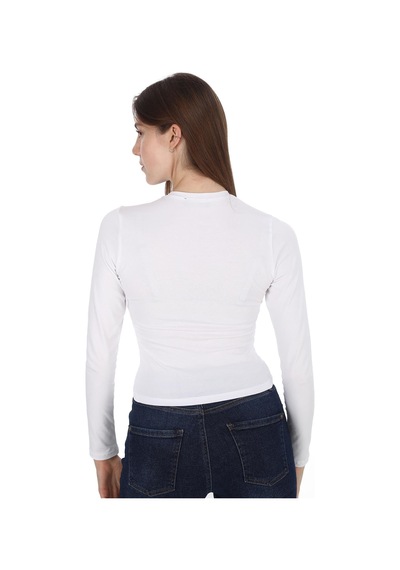 Penyebizden Likralı Pamuk Crop Tişört-slim Fit -beyaz