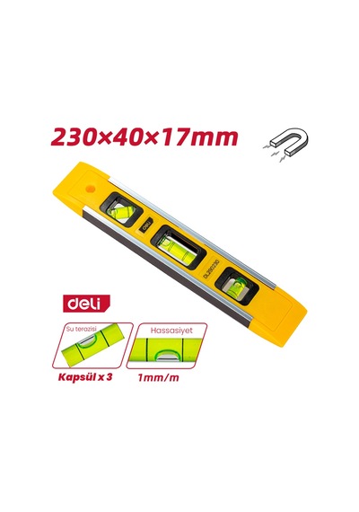 Delı Hassas Su Terazisi Sarı Abs Gövde 230mm
