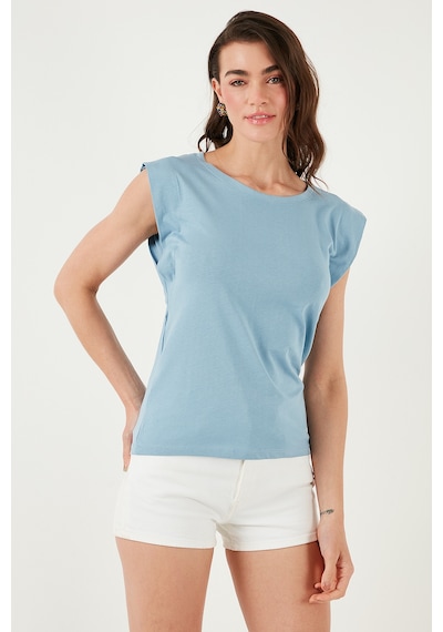 Lela Pamuklu Bisiklet Yaka Kolsuz Bayan T Shirt 5864019 Bebe Mavi