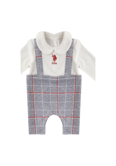 U.S. Polo Assn. Gri Melanj Kadife Bebek Tulum Kadife