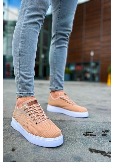 Roof Atelier Erkek Taba Triko Desenli Spor Ayakkabı - 413 - Tbt Crew Taba