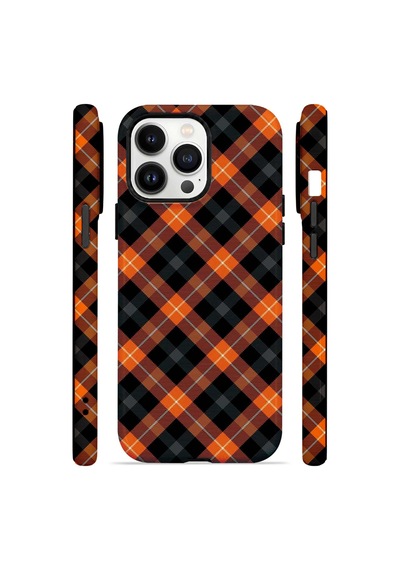 Velvoria Valestra Pumpkin Plaid Apple iPhone Uyumlu 14 Pro Max Darbe Korumalı Kılıf Valestra Select - Pumpkin Plaid