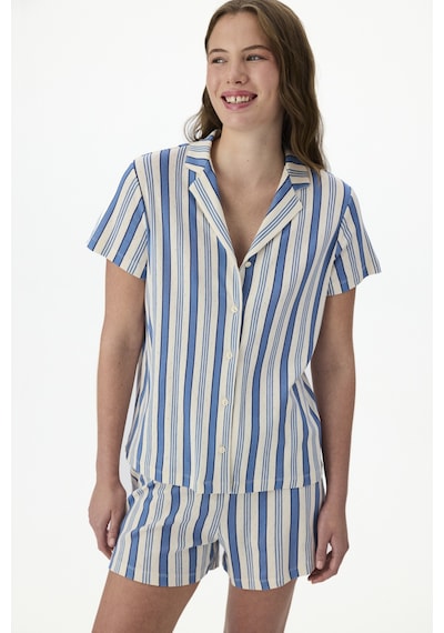 Penti Striped Pointel Gömlek Şort Pijama Takımı Çok Renkli