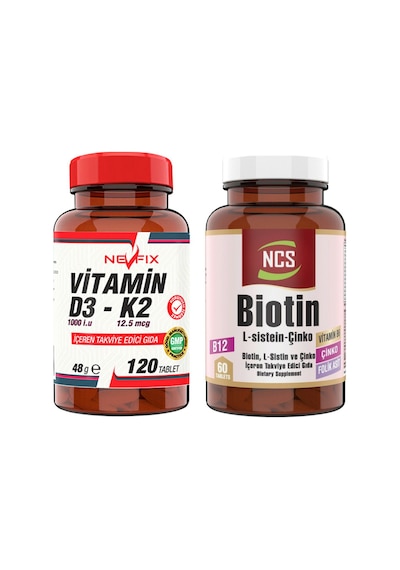 Ncs Biotin L Sistein Çinko 60 Tablet + Nevfix D3-K2 120 Tablet