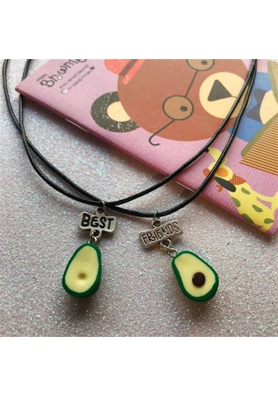 Best Frıends Avokado Çift Kolye Çok Renkli