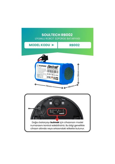 Soultech Rb002 Uyumlu Batarya Ultra Yüksek Kapasite 3200mah Pil Robot Süpürge Bataryası