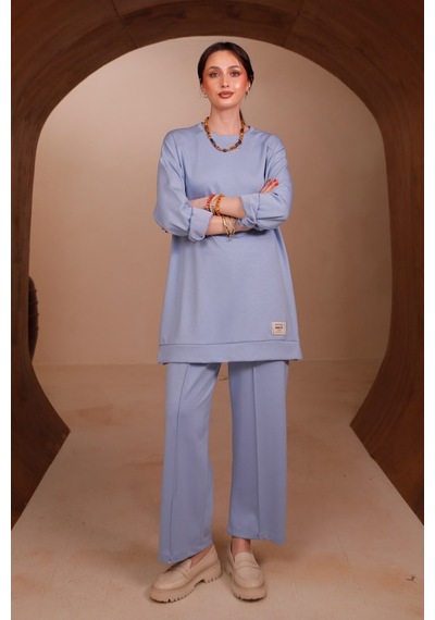 Balenbi Kadın Oysh Modal Kumaş Oversize 80 Cm Tunik Bol Paça Pantolon Tesettür Takım 1228 Mavi Balenbi Kadın Oysh Modal Kumaş Oversize 80 Cm Tunik Bol Paça Pantolon Tesettür Takım 1228 Mavi