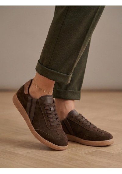 Venüs 2609920k Kadın Hakiki Süet Deri Çizgili Sneaker Ayakkabı Kahve