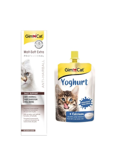 Gimcat Yoghurt Calcium Pouch Kedi Yoğurdu 150 G + Hairball Malt Paste Kedi Macunu 100 G