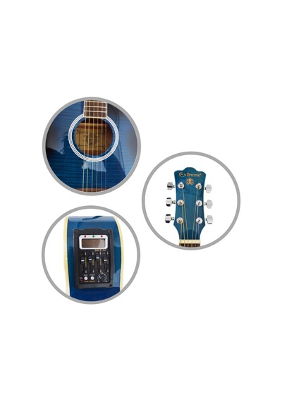 Extreme Xac45eq4bls Sahne Gitarı Mavi Aktif Ekolayzer Kesik K