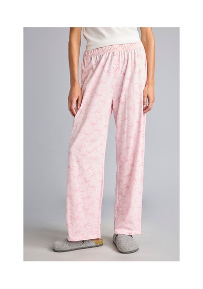 Defacto Kısa Kollu Üst Desenli Geniş Paça Alt Pijama Takımı H4196ax26aupn38 Pembe-pn38