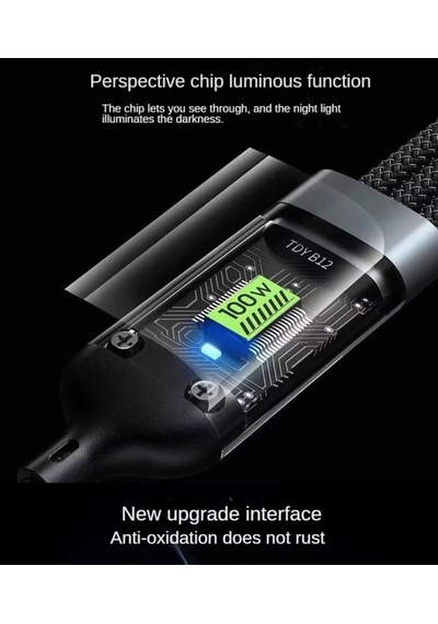 100w Çok Hızlı Kopmaz Spiral 3 Başlıklı Çok Hızlı Şarj Kablosu Telefon Tablet Uyumlu Carplay Diğer