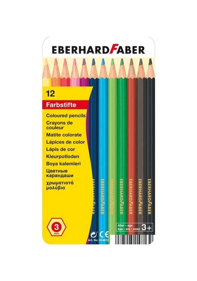 Eberhard Faber Altıgen Kuruboya 3mm 12 Renk Metal Kutu
