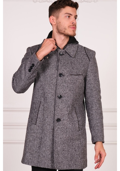 Plt8335 Dewberry Erkek Palto-diagonal Gri Diagonal Gri