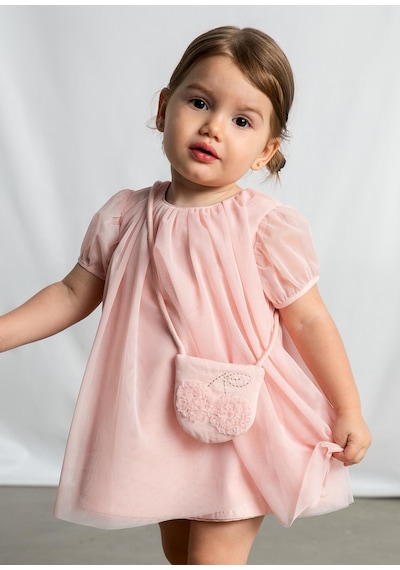 Mayoral Kız Bebek Çantalı Tül Elbise Pembe Pembe