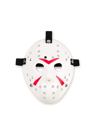 Beyaz Renk Kırmızı Çizgili Tam Yüz Hokey Jason Maskesi Hannibal