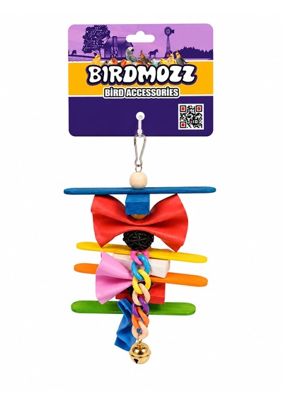 Birdmozz Premium Tahta Çubuklu Renkli Zincirli Kuş Oyuncağı