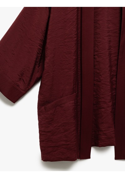 Koton Modal Kumaş Cepli 3/4 Geniş Kollu Kimono Bordo 5sak50018ew Bordo
