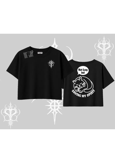 Startmore Startmore Not Lazy Saving My Spirit Kedi Baskılı Oversize Crop Tshirt Siyah Startmore Startmore Not Lazy Saving My Spirit Kedi Baskılı Oversize Crop Tshirt Siyah