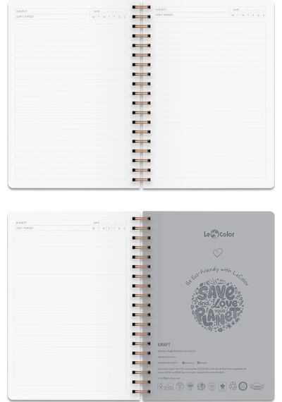 Kraft Ofis Defter Spiralli Çizgili Kahve