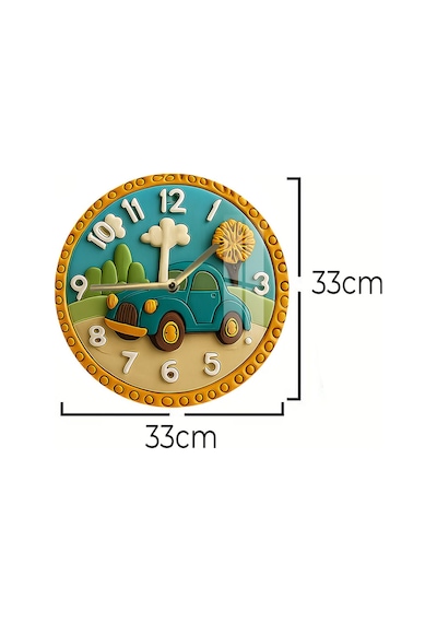Buzdan Evler Muhteşem Manzara Tasarımlı Tasarım 3d Görünümlü Temperli Cam Saat 33 Cm Csdw079 Renkli