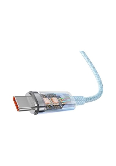 Explorer Serisi Hızlı Şarj Kablosu Akıllı Sıcaklık Kontrolü Usb To Type-c 100w, 1m, Mavi