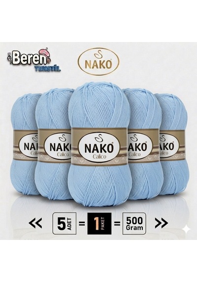 Calico- 05028 Mavi- 5'li Paket - 100gr/240m - El Örgü İpi - Amigurimi-hırka- Kazak- Şal-bebek İpi