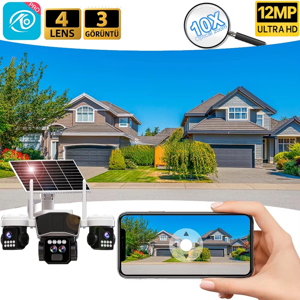 Ultimate O-kam 9095 12mp 10x Zoom 4 Lens 3 Ekran Ultrahd 4g Solar Akıllı Güvenlik Kamerası