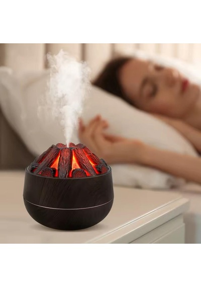 Ultrasonik Hava Nemlendirici Aroma Difüzörü Led Işıklı 300ml Buhar Makinesi Koku Yayıcı Oda Nemlendirici Ateş Efektli 001