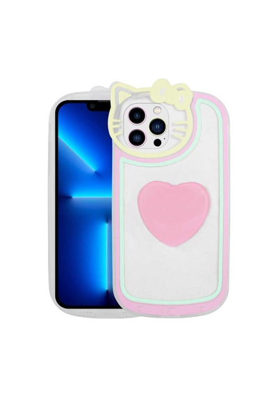 Apple Uyumlu iPhone 12 Pro Max Kedi Figürlü Transparan Pop Soketli Zore Ritmik Kapak