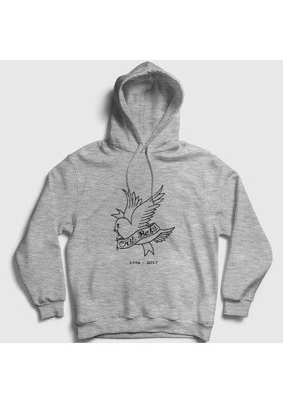 Presmono Unisex Cry Baby Lil Peep Kapüşonlu Sweatshirt Gri Melanj