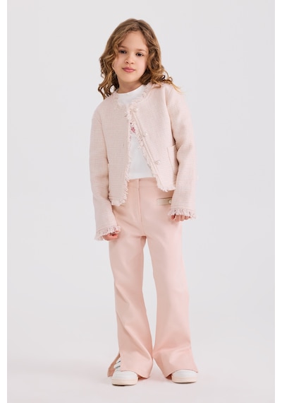 Panço Kız Çocuk Tüvit Pembe Ceket