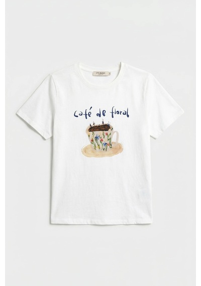 Kadın Beyaz W5 Oversize Özel Baskılı Tasarım T-shirt