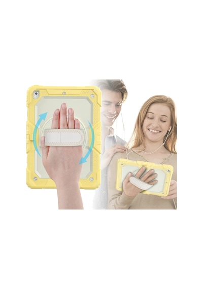 Newface - 452 - iPad Uyumlu 10.2 7.nesil Kılıf Strap New Tablet Kapak - Csmo-tex - - Sarı