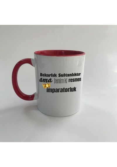 Mor Mürekkep Bekarlık Sultanlıktır Ama Baskılı Kırmızı Mega Kupa