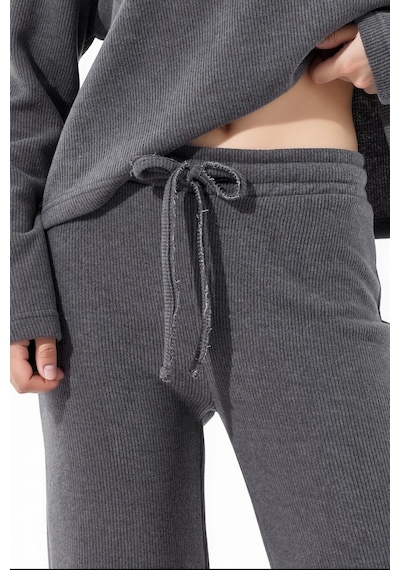 Hiccup Busem Kadın Polyester Pamuk Pantolon Gri