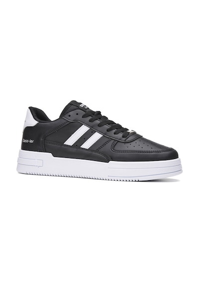 Günlük Unisex Sneaker Bağcıklı Rahat Kalın Tabanlı Spor Yürüyüş Ayakkabısı 191 Siyah - Beyaz